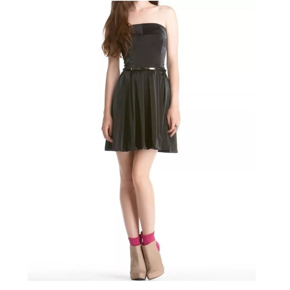 RACHEL ROY BLACK METALLIC GOLD BELT STRAPLESS DRESS SIZE 10 NWT - Picture 1 of 16